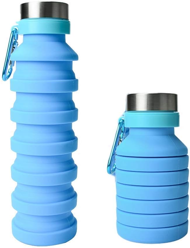 Resueable BPA Fress Silicon Foldable Water Bottle For Gym Travel Portable Leakproof Sports Water Bottle(Blue)