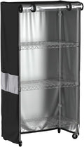 48"W x 18"D x 72"H Heavy Duty Storage Shelf Cover, Waterproof 600D Oxford Rack Cover with Clear PVC Window, Side Zippers, Top Buckles & Side Pocket for Wire Shelvin