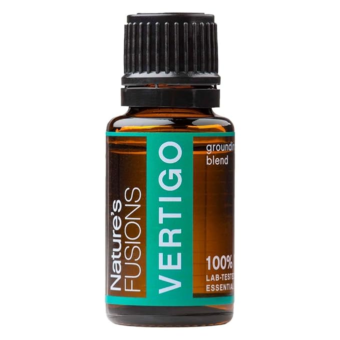 Nature's Fusions Vertigo Relief, Ginger Oil Nausea Relief Essential Oil Blends (15ml) - Fast-Acting Motion Sickness Relief, Morning Sickness Relief, Dizziness Relief, & Vertigo Medicine w/ Peppermint