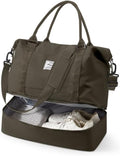 Spirit Travel Duffel - 18x14x8 Inches Weekender Overnight Bag with Shoes Compartment, Trolley Sleeve, Carry On for Airplanes, Sport Tote Gym Bag - Dark Brown