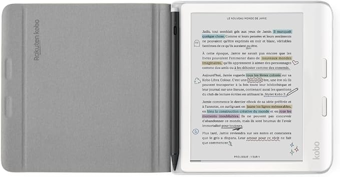 Kobo Libra Colour SleepCover Case | Sand Beige Notebook | Sleep/Wake Technology | Built-in 2-Way Stand | Vegan Leather | Compatible with 7” Kobo Libra Colour eReader