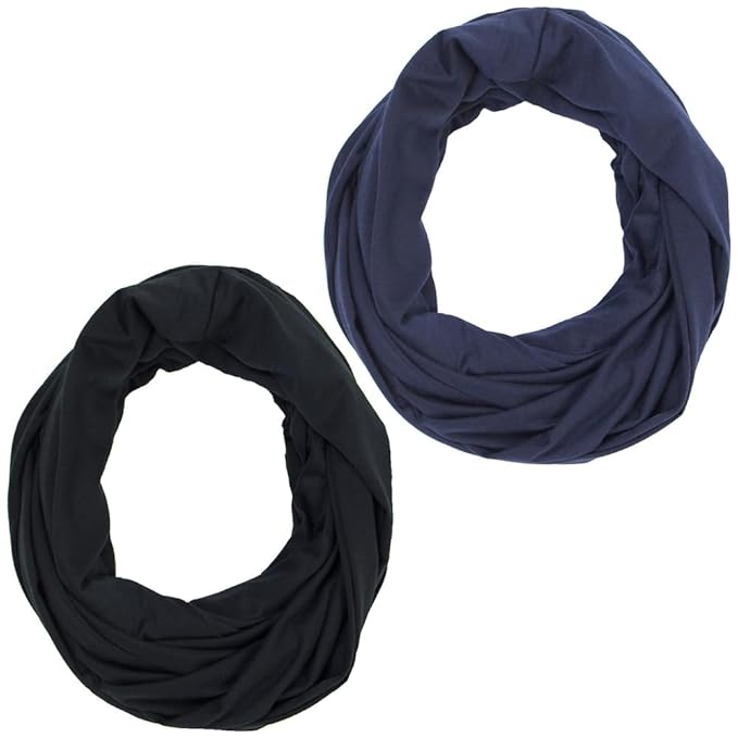 2 Pack Nursing Covers for Breastfeeding, Soft Infinity Scarf Shawl Cover Up - Lightweight, Breathable Privacy Nursing Wrap (Navy Blue & Black)