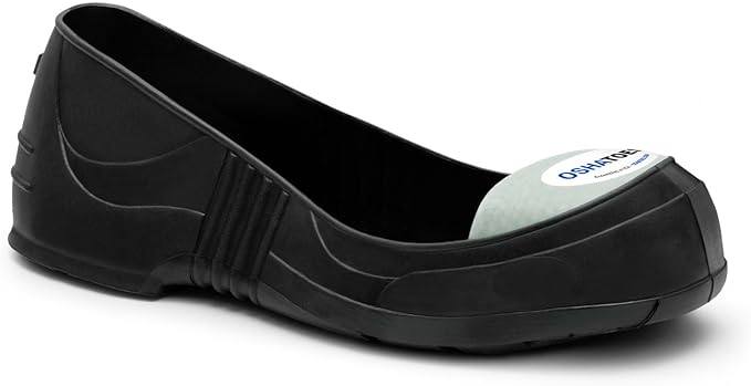 Oshatoes Metal-Free PVC Overshoes with Composite Safety Toes – Slip-Resistant Toe Cap Safety Shoe Covers for Visitors & Temporary Workers, White, US Shoe Size : Men's 4-5, Women's 5-6 (XX-Small)