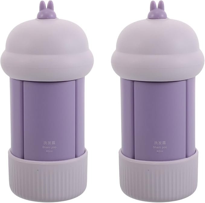 2pcs Portable Silicone Travel Bottles, 4-in-1 Leak-Proof Squeeze Containers Set, Liquid Toiletry Bottles for Travel, Camping, Gym, Daily Use 60ml