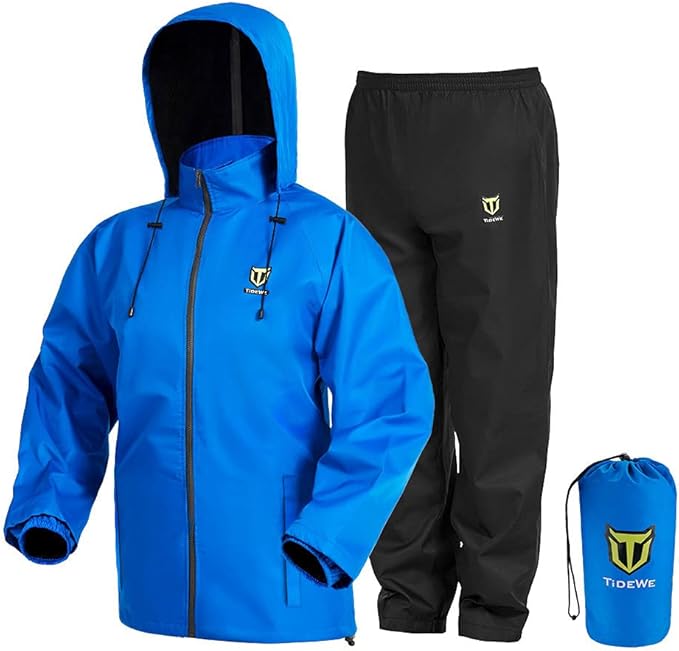 TIDEWE Rain Suit, Waterproof Breathable Lightweight 2 Pieces Rainwear