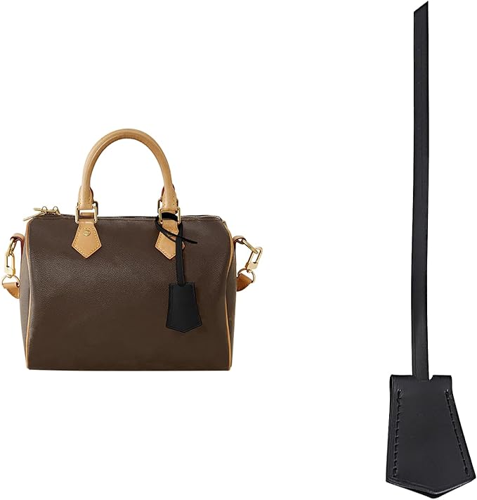 Genuine Leather Bag Decorative Hang Tag for Speedy 25 30 35,Luggage Tag, Suitcase Tag(TAG-Black)