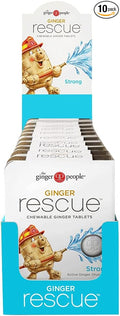 The Ginger People Ginger Rescue Chewable Tablets Drug Free Digestive Health, Strong Ginger Flavor, 0.55 Oz, 240 Tablets, (Pack of 10)
