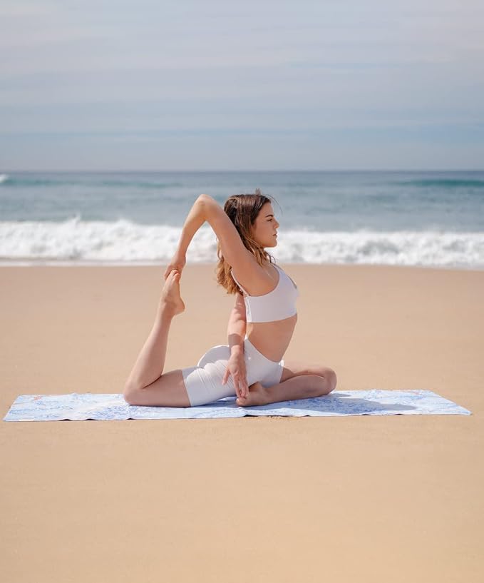 Travel Yoga Mat 1.5mm | Foldable, Lightweight Mat | Use for Travel, Backpacking, Yoga Retreat, Outdoors, Gym, Pilates, Machine Washable, Eco-Friendly