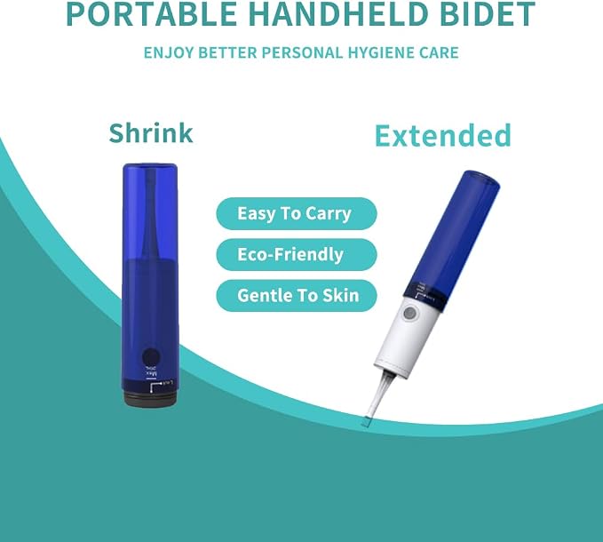 Portable Bidet for Travel, Handheld Bidet Sprayer, USB Rechargeable, Adjustable Nozzle, Lightweight & Compact, Electric, Personal Hygiene Cleaning, Blue