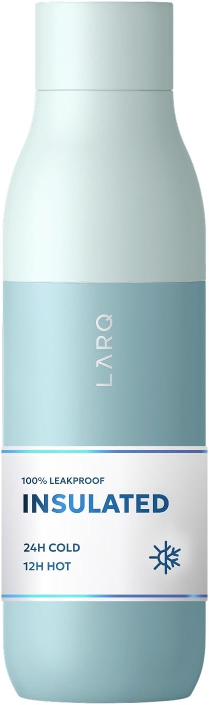 LARQ Twist Top — Reusable Insulated Stainless Steel Water Bottle, Metal Water Bottle for Men, Women, Kids, 100% Leakproof, BPA Free, No Straw — Travel, Gym, Office, School — 17 oz, Seaside Mint