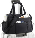 TOPEAST Weekender Bag for Women, Lightweight Puffer Travel Duffle Carry On Bag with Wet Pocket & 40oz Tumbler Pocket, Airline Approved Personal Item Overnight Bag, Black, Large