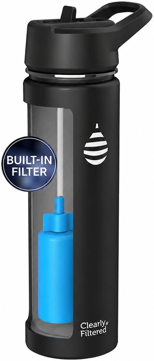 Clearly Filtered New Water Bottle (20oz, Black)