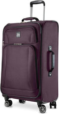 Skyway Epic Softside Medium Checked Luggage - Lightweight Suitcase with Wheels | TSA Approved Travel Bag | Spinner Suitcase | Large Luggage Set with Telescoping Handle, 24 inch, Plum