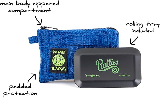 Dime Bags All-in-One Padded Pouch with Accessory Tray & Smell/Spill Proof Pocket, Protective Case for Glass Storage & Travel