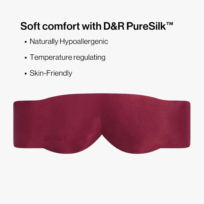 Dore & Rose — Mulberry Silk Sleep Mask for Women & Men, 3D Contour Blackout with cups, Pure Silk Eye Masks for Sleep, Travel Night - Eye Cover, Sleeping Mask, Sleepmask, Eyemask, Pods, Lash Extensions