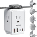 European Travel Plug Adapter Kit, VINTAR International Power Adapter for Apple Watch Charger with 3 AC Outlets 4 USB Ports (2 USB C), Type A/C/G/E/F/L Detachable Plugs, US to Europe UK Italy Spain