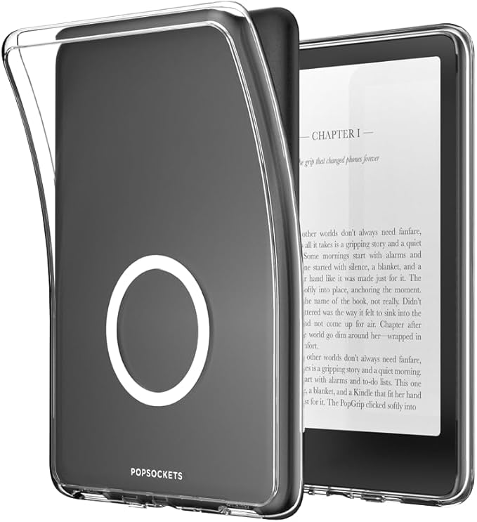 PopSockets Kindle Paperwhite Case (12th Gen, 7”, 2024/25), Signature Edition & Colorsoft Protective Cover with Built-in MagSafe-Compatible Ring for PopGrip, E-Reader Accessory - Clear