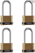 CINCINNO Heavy Duty Combination Lock, 4-Digit Combo Lock with Long Shackle,Weatherproof Combination Padlock for Outdoor Use,4 Pack
