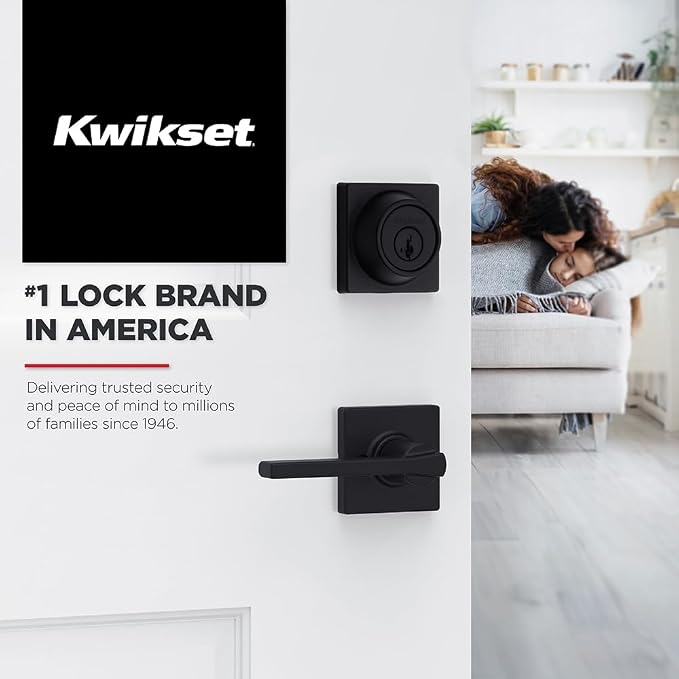 Kwikset Casey Hallway Passage and Bed/Bath Privacy Door Handle 4 Pack, 2 Passage Levers and 2 Privacy Levers, Satin Nickel Reversible Interior Handles
