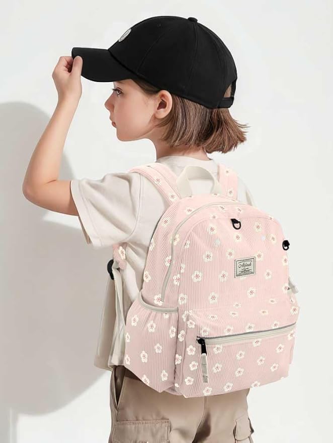 atgark Corduroy Toddler Backpack for Boys 2-5: Preschool Backpacks for Girls - 13.5" H Fit Folder