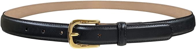 Genuine Full-Grain Cowhide Leather Dress Belt Solid Brass Gold Buckle 1-3/8'' or 1" Wide