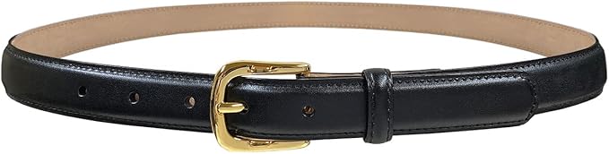 Genuine Full-Grain Cowhide Leather Dress Belt Solid Brass Gold Buckle 1-3/8'' or 1" Wide