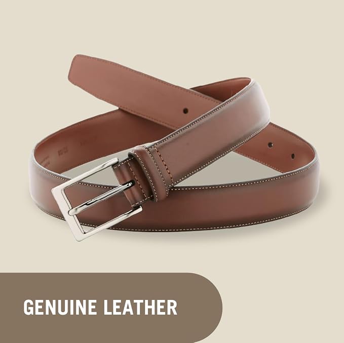 Perry Ellis Men's Portfolio Amigo Faux Leather Dress Belt With Genuine Leather Lining (Available in Big & Tall)