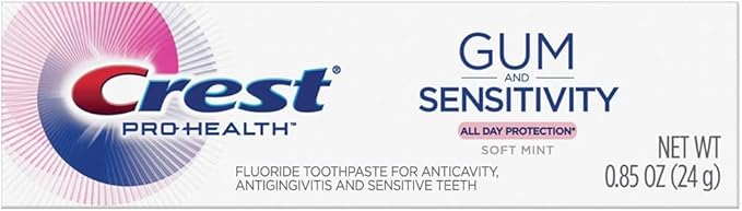Crest Pro Health Gum and Sensitivity Toothpaste for Sensitive Teeth, Soft Mint, Travel Size 0.85 oz (24g) - Pack of 8