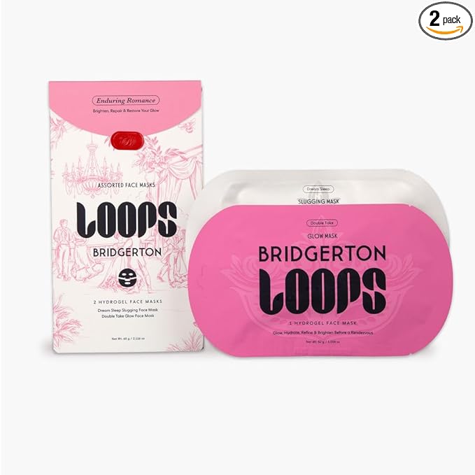 LOOPS Beauty Bridgerton™ NETFLIX Enduring Romance Set -The Best Hydrogel Korean Face Masks for Every Skin Moment Face Mask -2 Hydrating Masks -Dream Slleep and Double Take -All Skin Types, 2pc