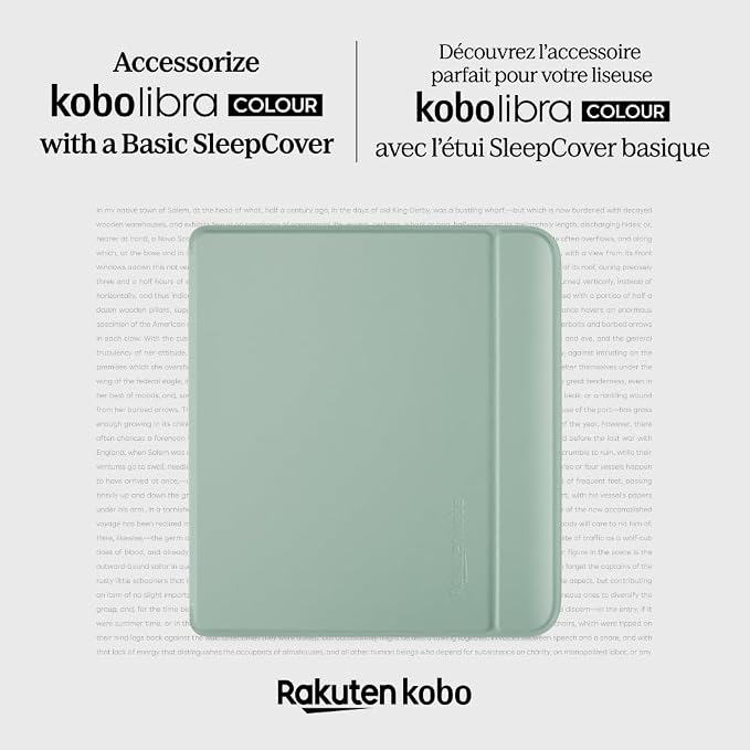Kobo Libra Colour SleepCover Case | Garden Green Basic | Sleep/Wake Technology | Built-in 2-Way Stand | Vegan Leather | Compatible with 7” Kobo Libra Colour eReader