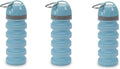 20 ounce Collapsible Water Bottles for People and Pets Flexible Accordion Style Choose Quantity (Blue, 3 Water Bottles)