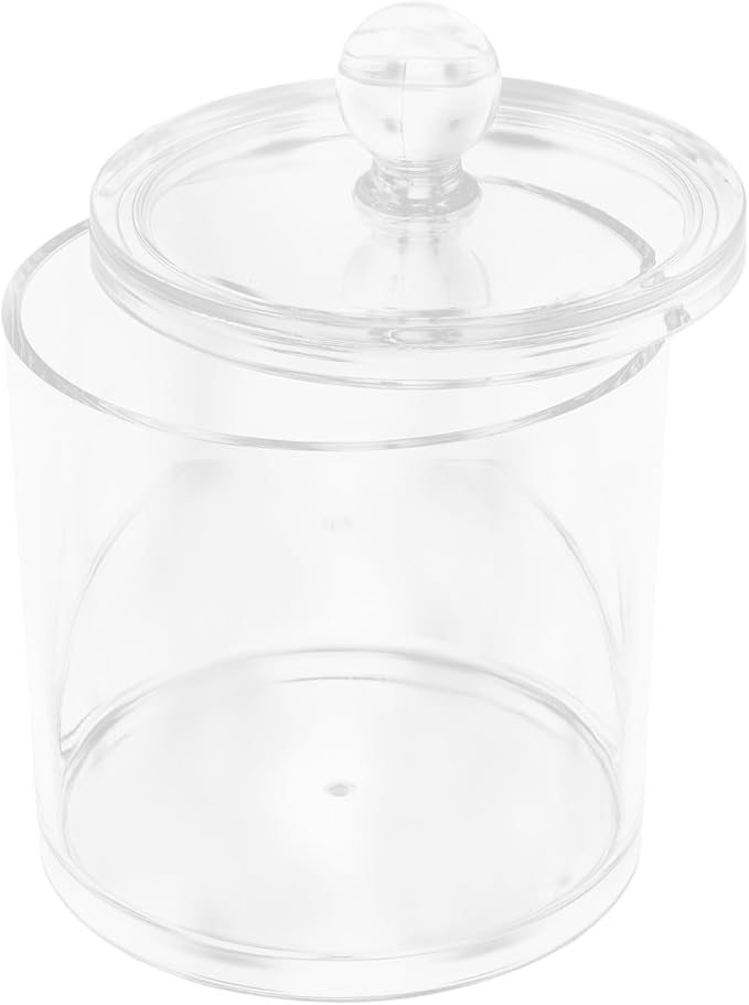 Unomor 5pcs Cotton Swab Holders Round Container Lid for Organized Storage of Cotton Pads and Swabs Lightweight Bathroom Organizer for Makeup Remover and Sundries