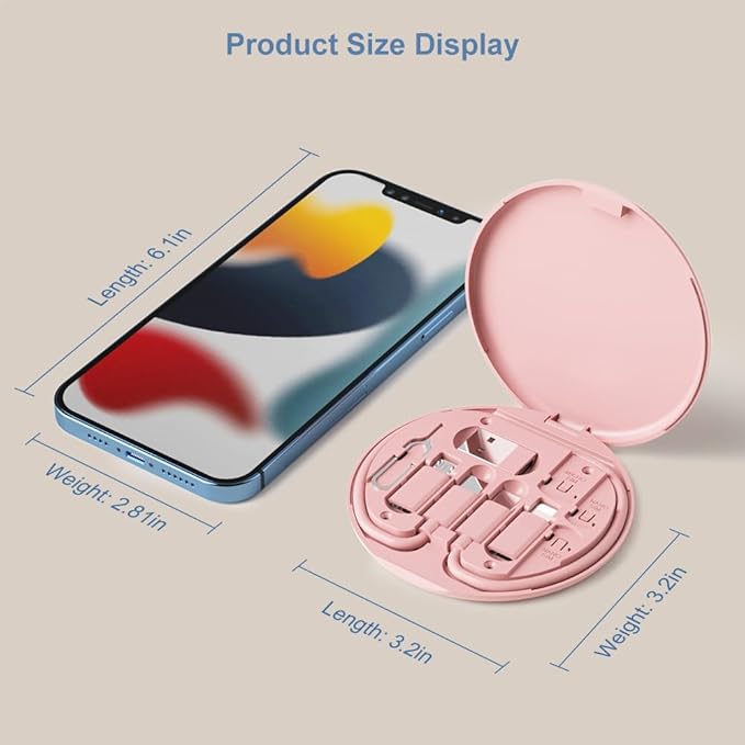 USB to USB-C Adapter, USB C Charging Cable Adapter Kit Contains Multiple OTG Adapters for USB Type C/USB A/USB C Male Cable/Micro USB, Equipped with SIM Extractor/SIM Slot/Phone Holder - Pink