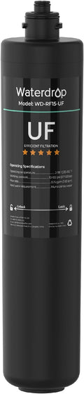 Waterdrop RF15-UF 0.01 μm Water Filter Replacement for Waterdrop 15UA/15UA-UF/15UB/15UB-UF/15UC/15UC-UF Under Sink Water Filter, Reduces Lead, Chlorine, Bad Taste & Odor, 2 Years