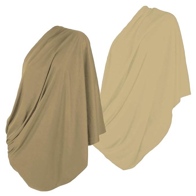 2 Pack Nursing Covers for Breastfeeding, Soft Infinity Scarf Shawl Cover Up - Lightweight, Breathable Privacy Nursing Wrap (Natural Beige, Light Brown)