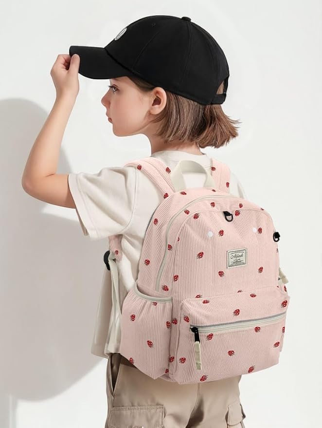 atgark Corduroy Toddler Backpack for Boys 2-5: Preschool Backpack for Boys Girls - Cute Kids Backpack for Boys 13.5" H Fit Folder