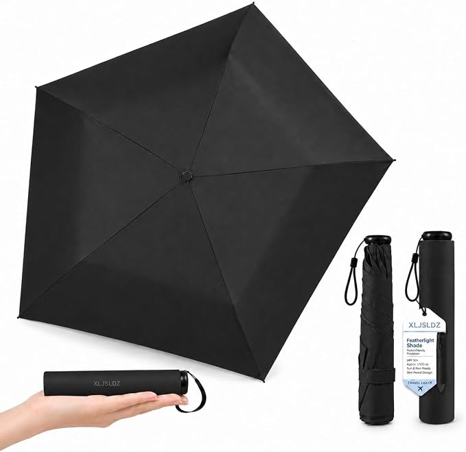 Japan Pencil Umbrella, Japanese Ultra Light Mini Travel Umbrella with Upf 50+ Sun Protection, Compact Folding Pocket Parasol for Rain, Backpack, Handbag, Commute, Beach, Hiking, Outdoor Use