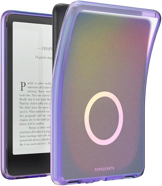 PopSockets Kindle Paperwhite Case (12th Gen, 7”, 2024/25), Signature Edition & Colorsoft Protective Cover with Built-in MagSafe-Compatible Ring for PopGrip, E-Reader Accessory, Purple - Aura