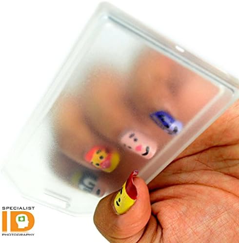Bulk 50 Pack - Premium Rigid Airline Luggage Tag Holders with 6" Worm Loops - Heavy Duty Hard Plastic -Suitcase ID Tag Identifiers with Business Card Insert Window by Specialist ID (Translucent/Clear)