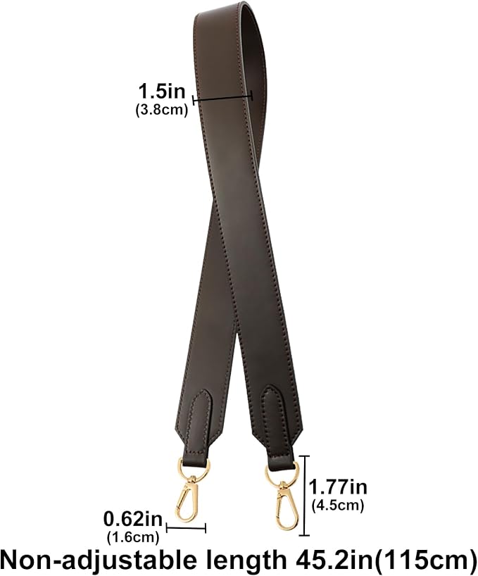 jiesinlov Vachetta Leather Straps Crossbody Replacement Bag Shoulder Strap for Neverful Speedy Graceful Tote Handbag(W1.5in,L45.2in-Coffee)