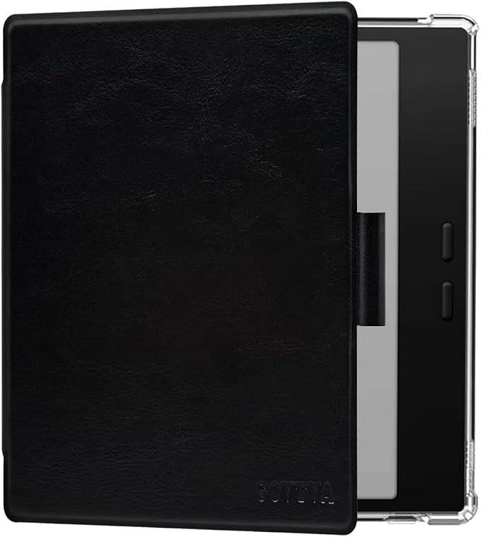 Pen Holder Case for Onyx Boox Go Color 7 (Gen 1/2, 2024/2025) / Boox Go 7 Ultra-Thin Enhanced Auto Sleep/Wake Cover with Transparent TPU Back & Magnetic Closure (Black)