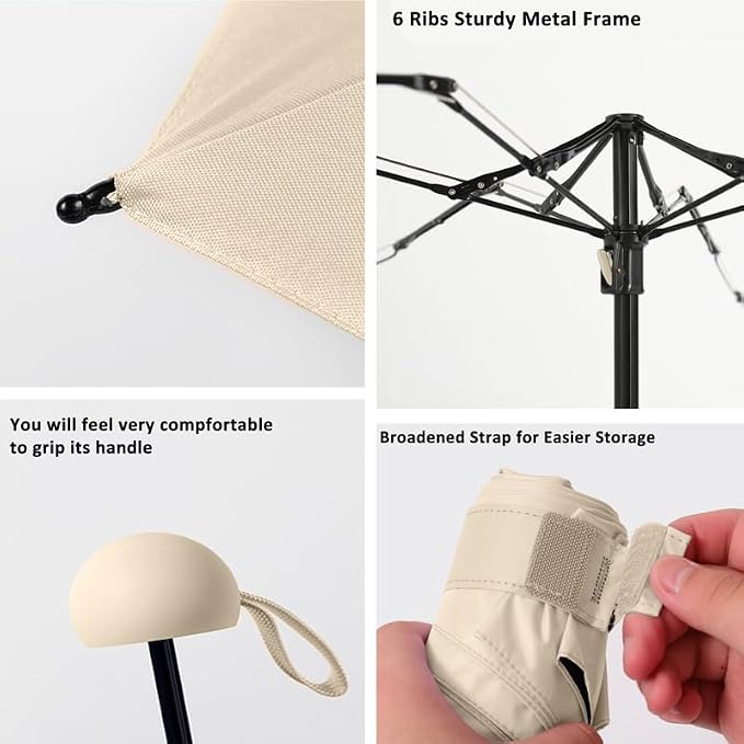 BAODINI Travel Essentials Mini Umbrella for Purse With Case Small Compact UV Sun Protection Lightweight Tiny Pocket Manual Open Close Umbrella for Women Kids and Men Fits Purse Backpack