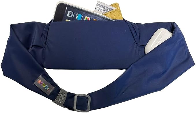 BANDI Plus Size Fanny Pack for Women - Travel-Ready Pocket Belt with Secure Hidden Money & Running Belt for Phone, Passport, Keys, & Medical Devices, Adjustable Fit, Comfortable (Navy Blue)