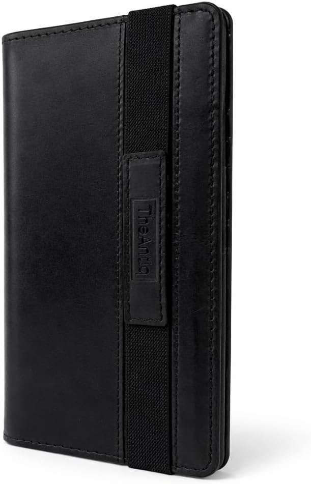 Black Leather Long Passport Wallet - Travel Document Organizer with Card Slots ID Window Zipper Pocket Slim Passport Holder for Travel & Everyday Use, 5 x 9