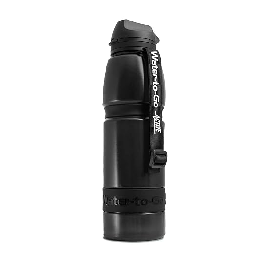 Water-to-Go Water Filter Bottle for Hiking Camping and Survival - One Liter Water Purifier Bottle for Safe Water Anywhere - Eco-Friendly Bioplastic, New Leak-Proof Lid, Filters Viruses