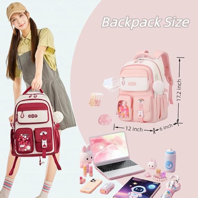 VIDOSCLA Vivid Girls' School Backpack Kids Elementary Schoolbag Primary Backpack with Multi-Pocket Design