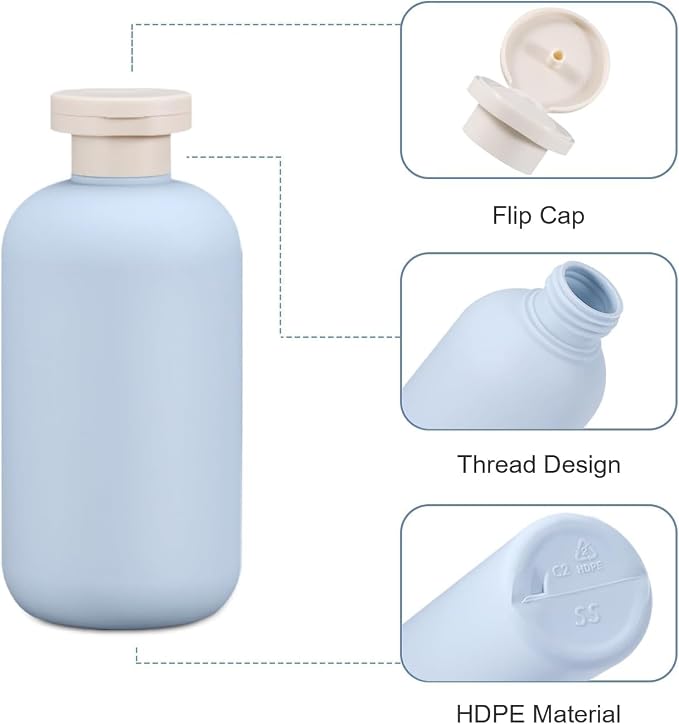 Travel Bottles Set For Toiletries Travel Size Containers Leak Proof Silicone Squeezable Spray Bottles Jars For Women Men, For Shampoo Lotion Body Wash (Blue)
