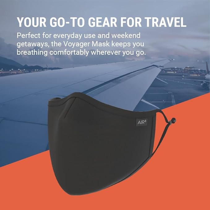 AIR+ Reusable Face Mask, Multi-Layer, Washable, Breathable, for Men & Women, Anti-fog for Glasses, Adjustable Ear Loops