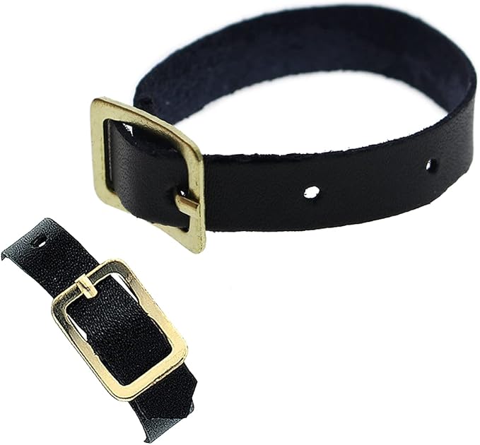 Bulk 25 Pack - Genuine Leather Luggage Tag Loops with Brass Metal Buckle - 6 x 3/8 Inch Premium I’D Name Straps for Suitcases, Briefcase, Backpacks, Golf Bag Tags & More by Specialist ID (Black)