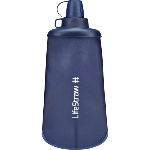 LifeStraw Peak Series - Collapsible Squeeze Bottle Water Filter System – 650ml for Trail Running, Through Hiking, Travel, Cycling, and Fishing; BPA-Free; Mountain Blue